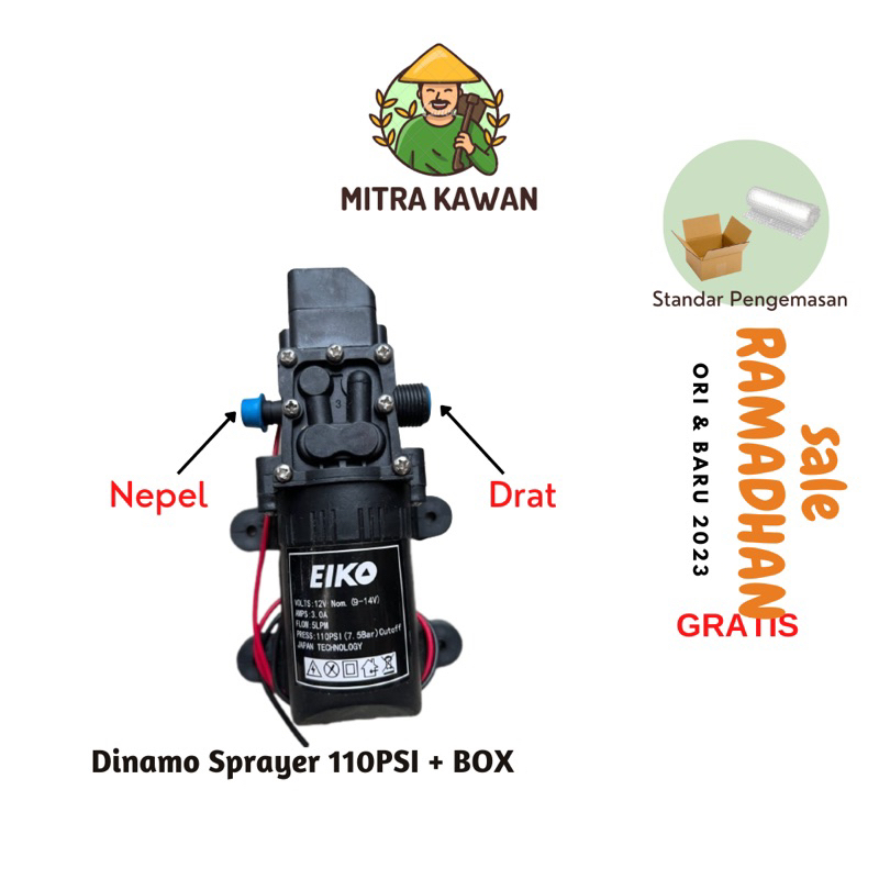 Dinamo Sprayer Elektrik 110psi 12V DC Mist Pompa Sprayer Elektrik EIKO