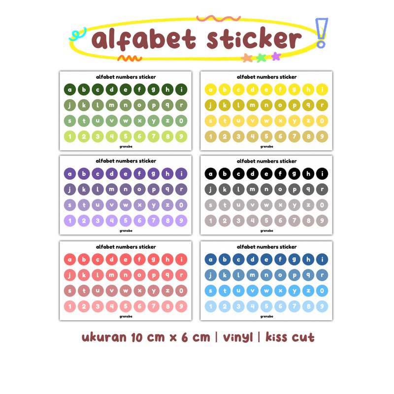 

mini sticker alfabet huruf bulat deco planner bujo journal by grensbe