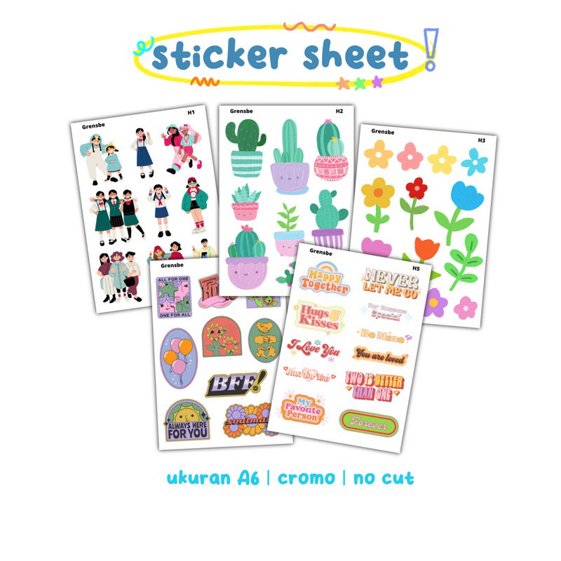 

(part 1) sticker shett journal bujo planner deco aestetik, cute sticker, sticker lucu no cut