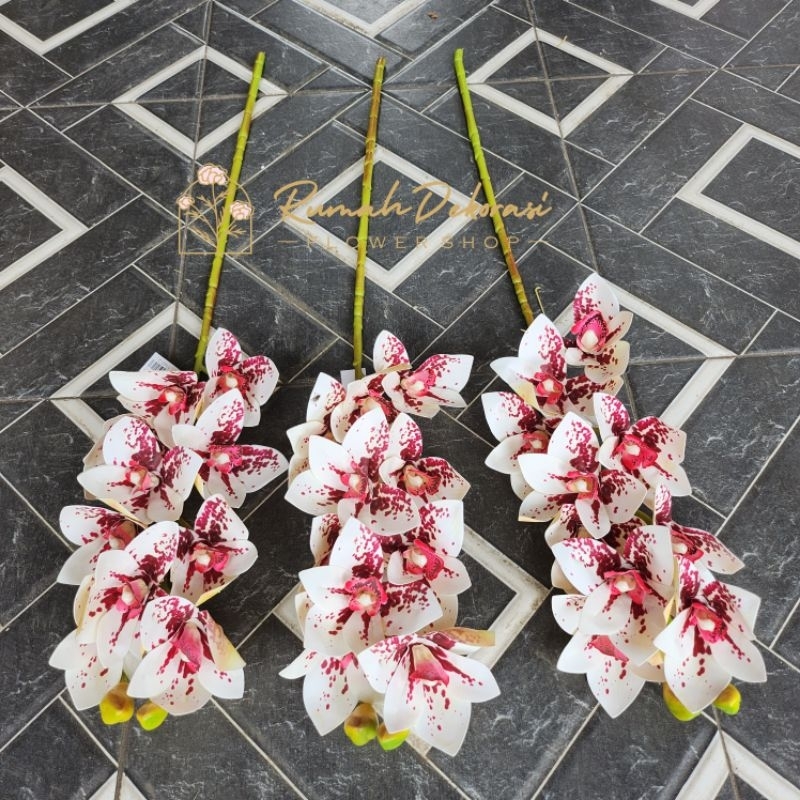 Cymbidium Latex / Anggrek Latex x10 kuntum / Bunga Hias Artificial