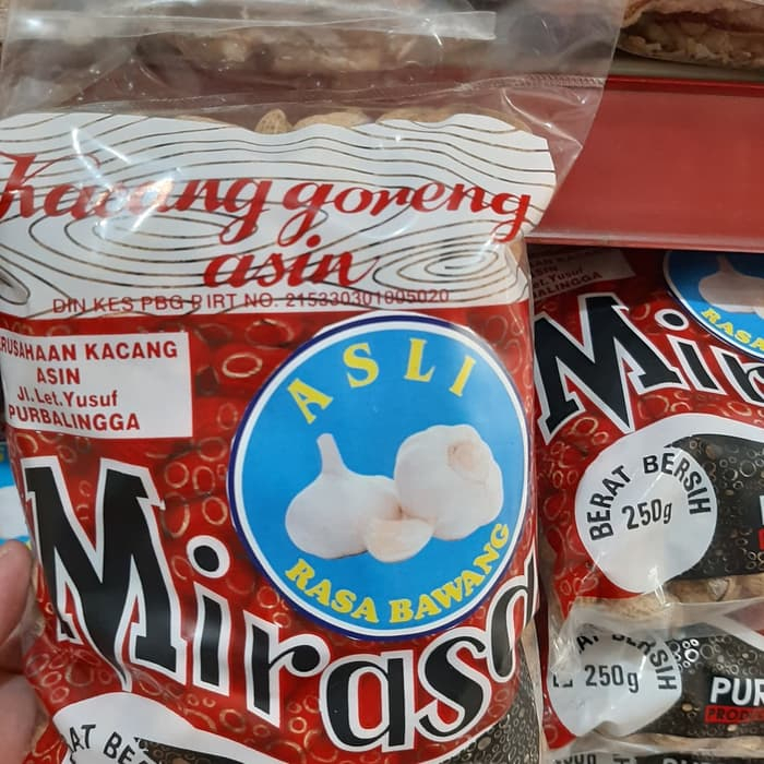 

Kacang Kulit Goreng Asin Rasa Bawang Asli Mirasa