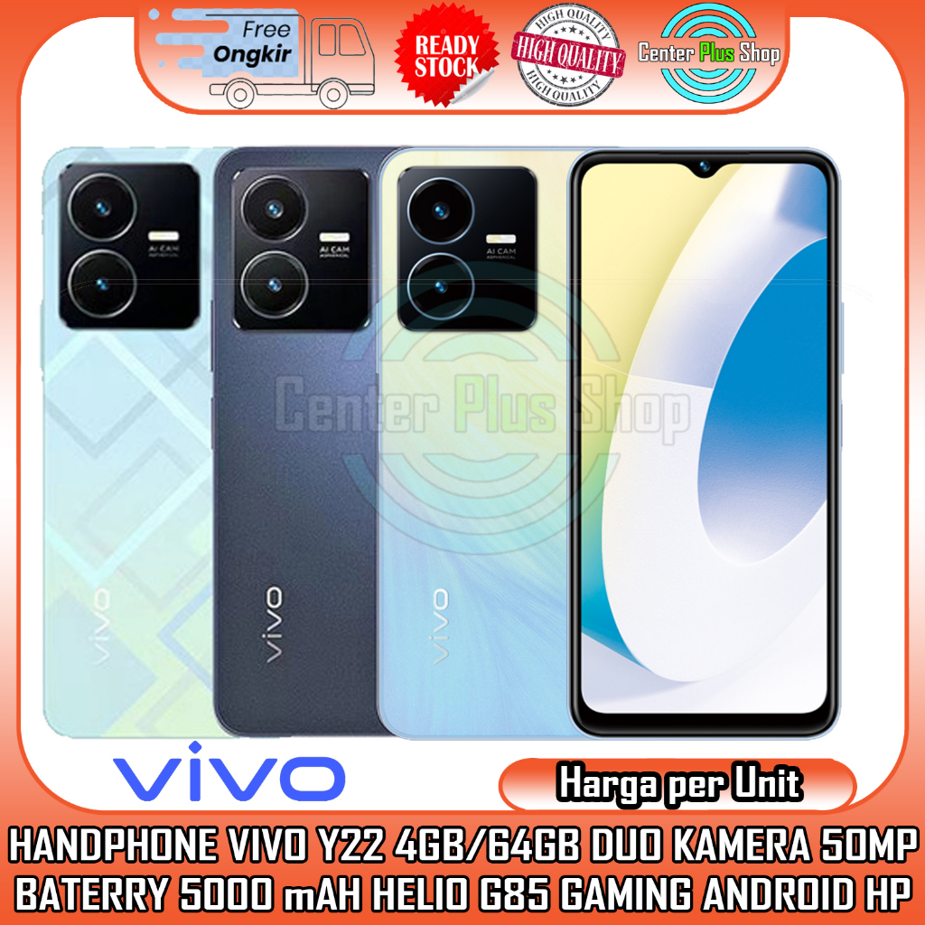 HANDPHONE VIVO Y22 4GB+64GB 6+6GB/128 FULL SCREEN HELIO G85 SPLASH WATERPROOF Y 22 4GB 64GB RAM 128G