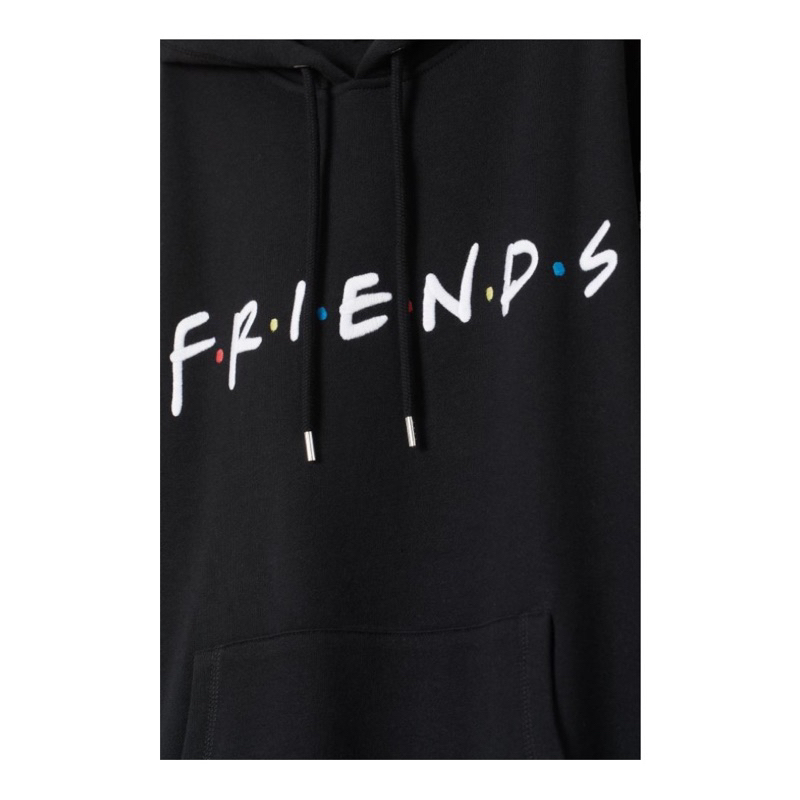 ( 8.8 ) Hoodie Unisex Friends Black Hitam, Flecee Katun Lembut Tebal, Free Papperbag