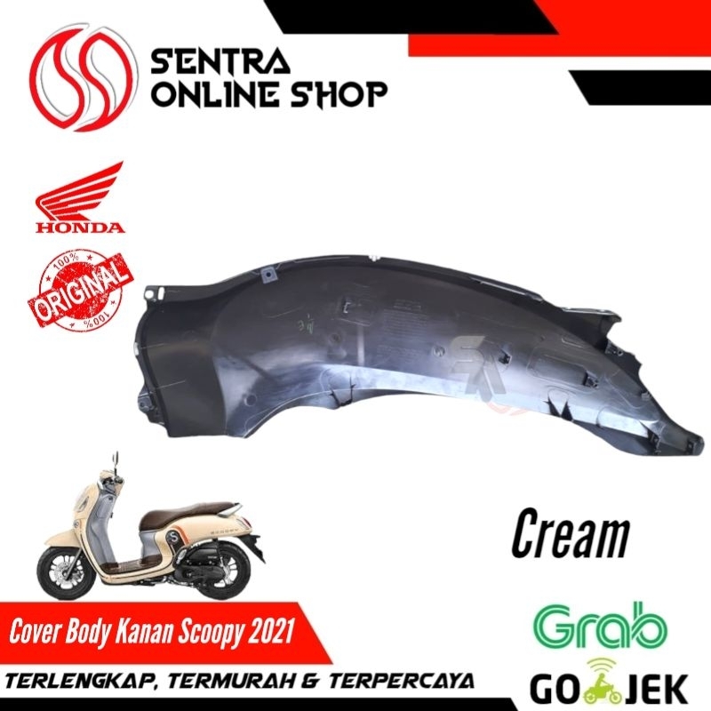 Cover body bodi kanan scoopy new prestige 2021 cream krem original