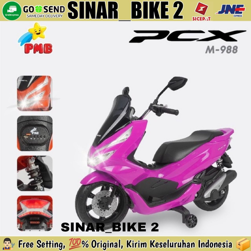 Motoran Aki PMB M 988 Honda PCX (Lisensi Resmi) Mainan Anak Dilengkapi Shockbreaker