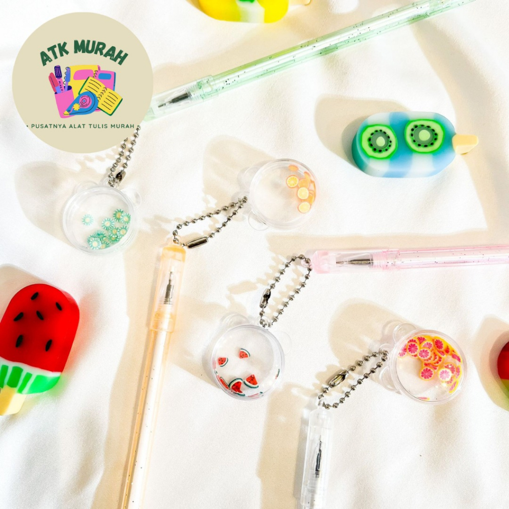 

Pulpen gantungan Kelinci Bulat Glitter pastel Pulpen Lucu Unik Gantungan bentuk Kelinci Bulat alat tulis IMPORT