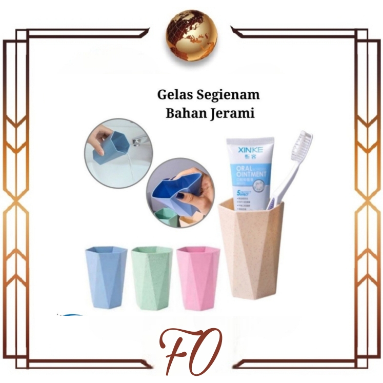 (FO)gelas jerami segi enam jerami ramah lingkungan