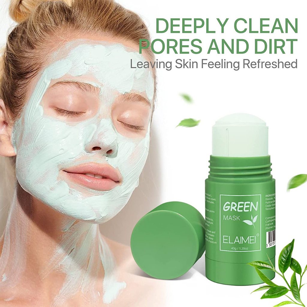 Green Mask Stick Masker Wajah Green Tea Pembersih komedo Hidung &amp; Wajah