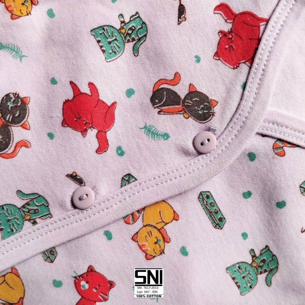 Atasan Lengan Pendek Bayi , Atasan Tanpa Lengan Bayi  Motif  Cute Cat , Gajah Baby Glow