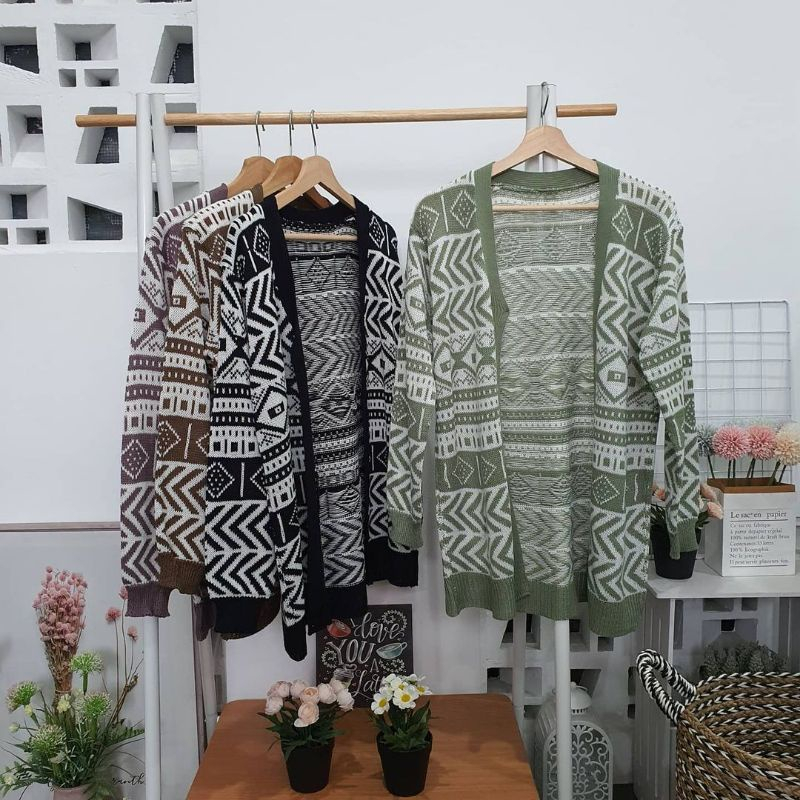 OUTHER KNIT AIRY RAJUT TRIBAL CARDIGAN