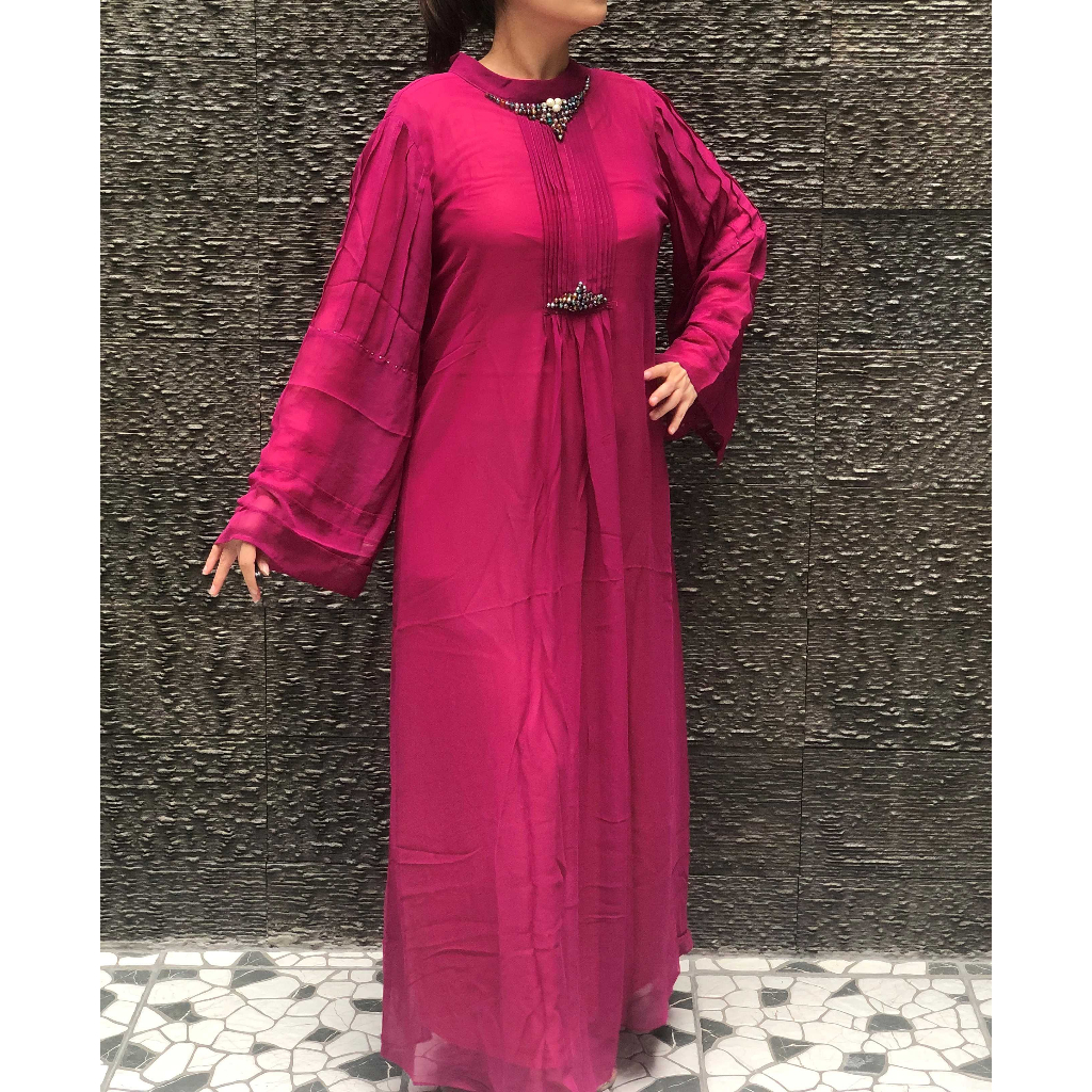 Gamis Opnesel Modern Ungu Tua