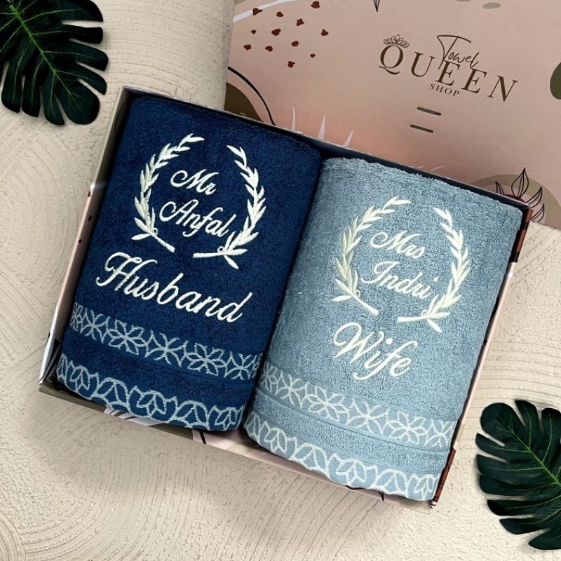Handuk Mandi Couple Fresia (Free Box + Bordir) - Towel Queen Shop