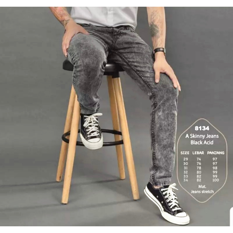 CELANA JEANS PRIA MURAH SKINNY JEANS COWOK CELANA PANJANG JEANS ABU ABU GREY J015.1