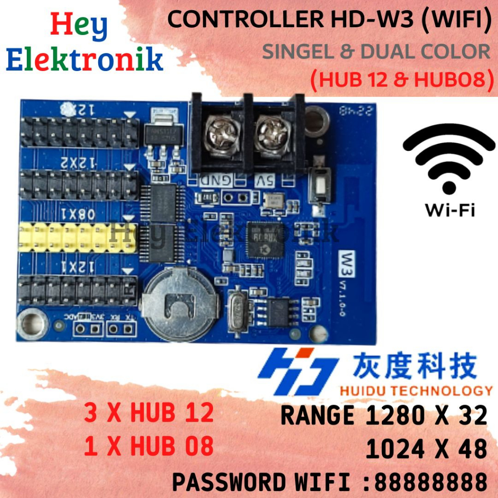 Controller Huidu HD-W3 HUB08 Wifi Running Text P10 Not HD-W00 HD-W03