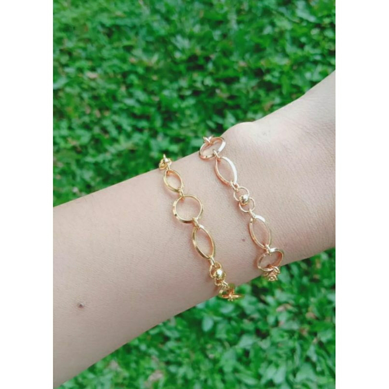 gelang tangan rantai hollo ovall vensy/perak asli silver 925 lapis emas/perhiasan fashion wanita terbaru
