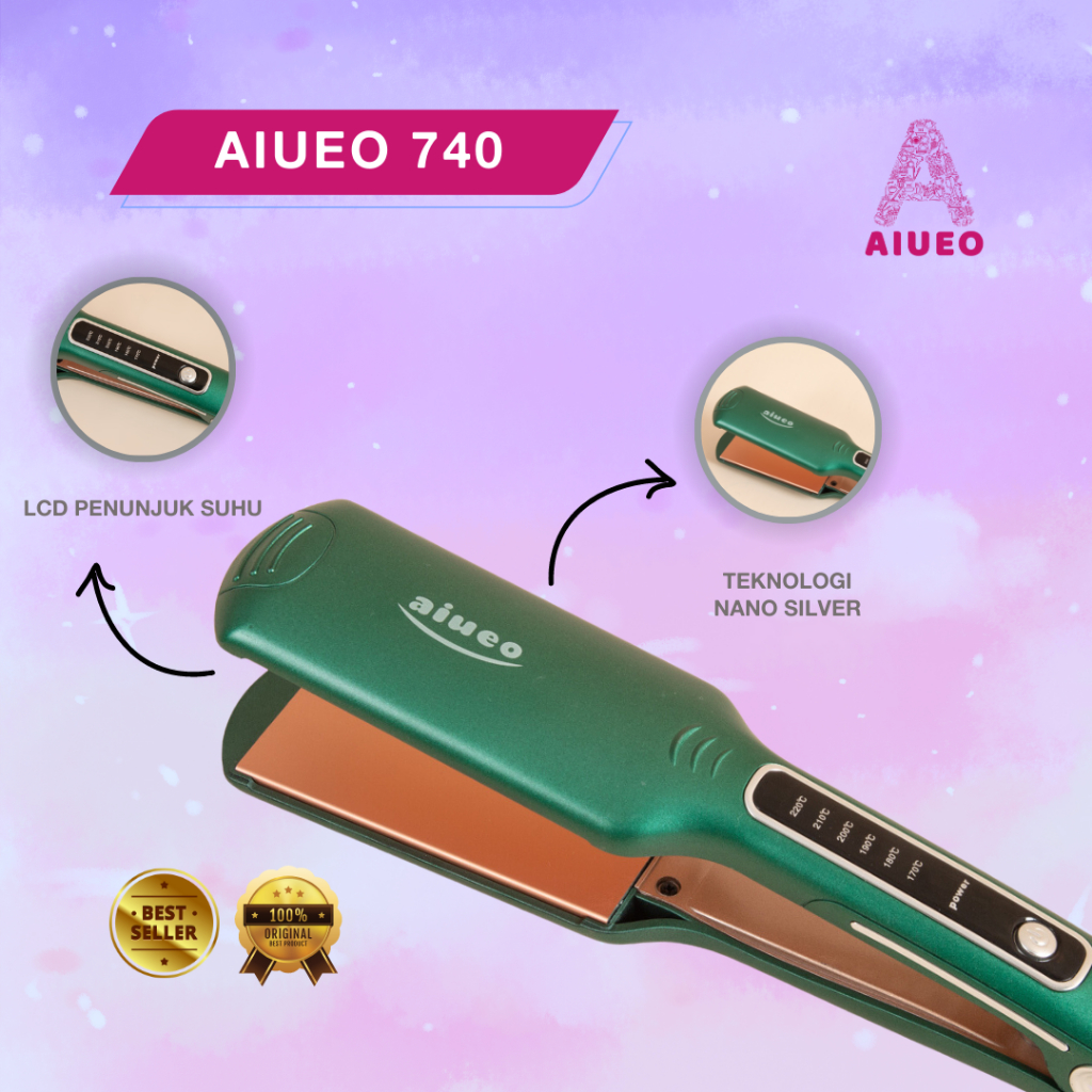 AIUEO | Catokan Kemei Murah 740 Curly Straight Lurus Keriting Alat Catok Rambut 2 in 1 3 in 1