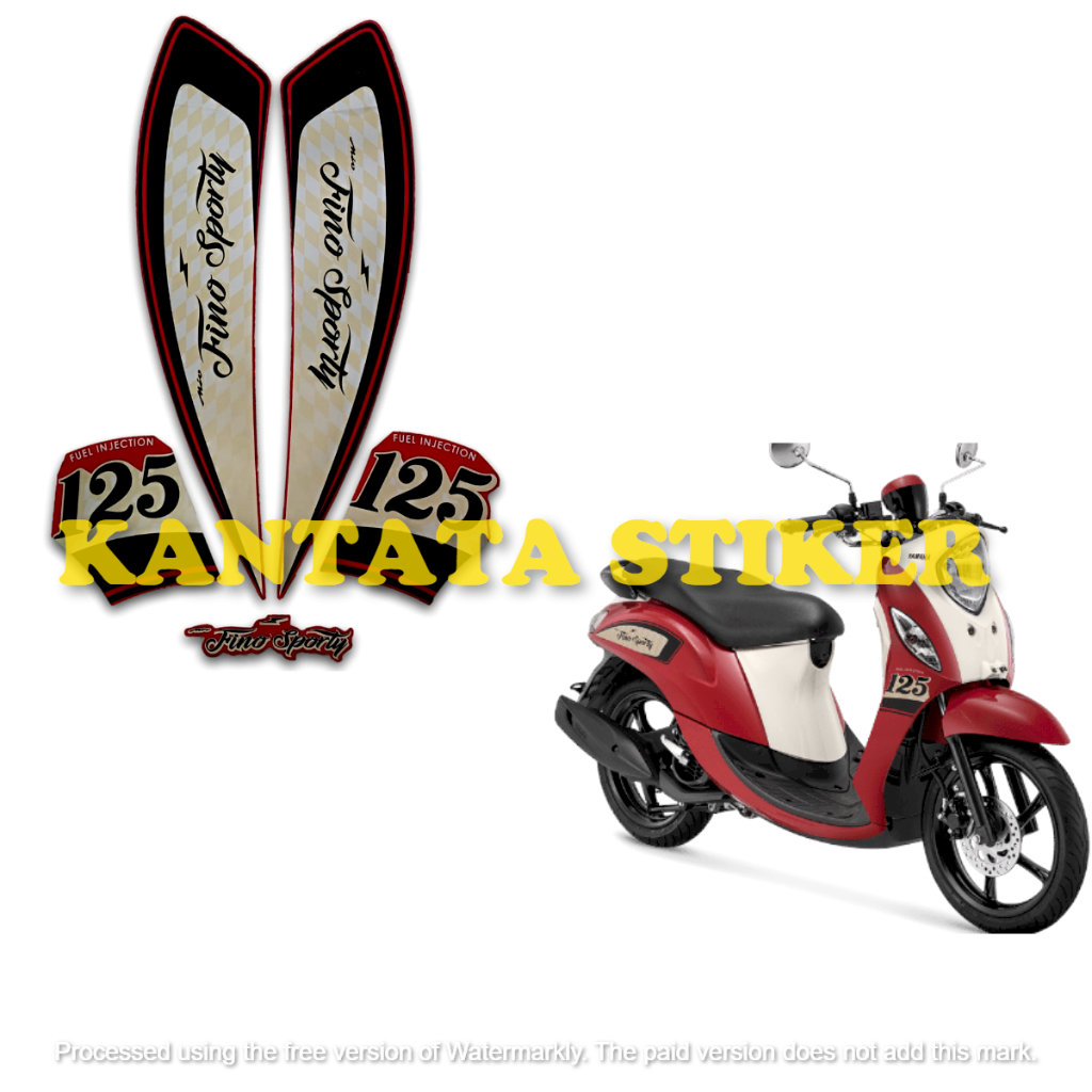 STIKER STRIPING LIS LES BODY MOTOR YAMAHA FINO SPORTY 125 Fi 2021 MERAH FULL SET