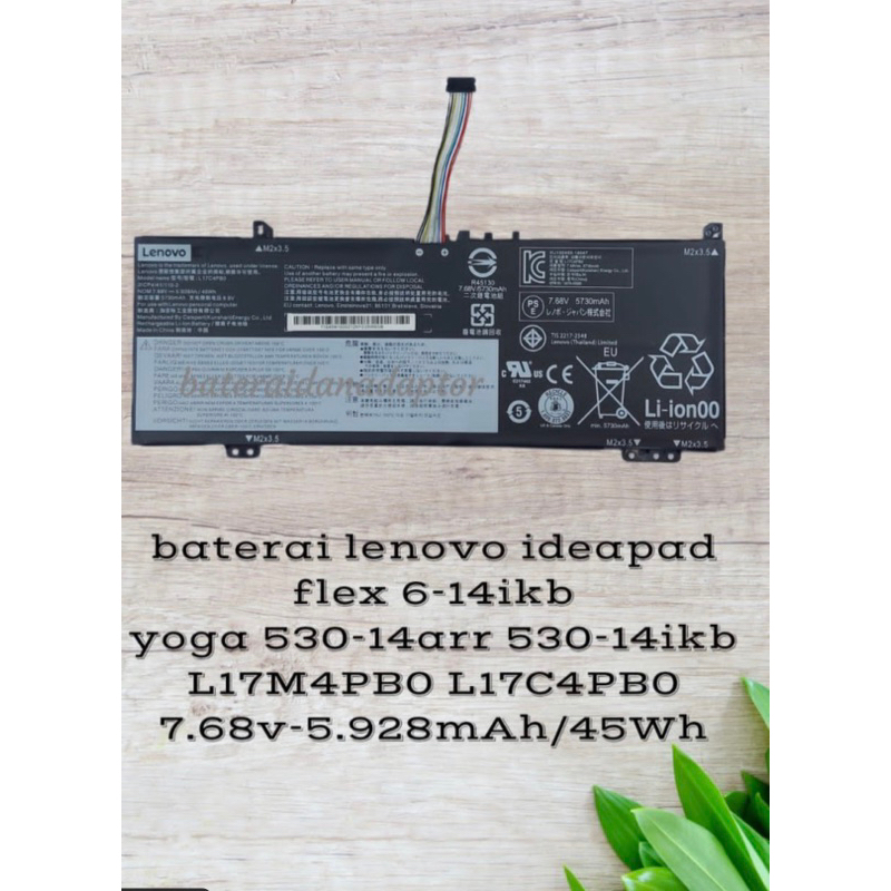 baterai lenovo ideapad flex 6-14ikb yoga 530-14arr 530-14ikb L17M4PBO L17C4PBO