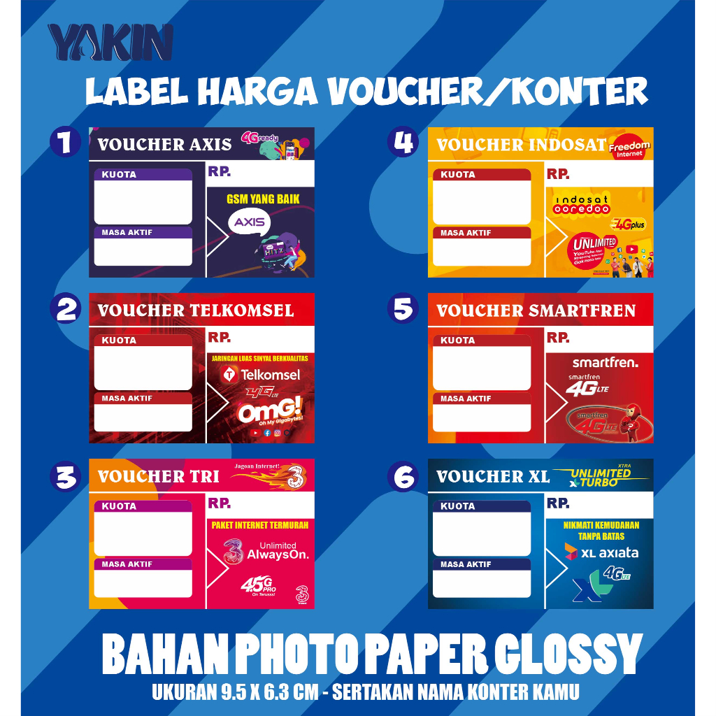 Model 2 Cetak Label Harga Paket Data / Etalase Konter Murah / Label Voucher / Label Paket Data