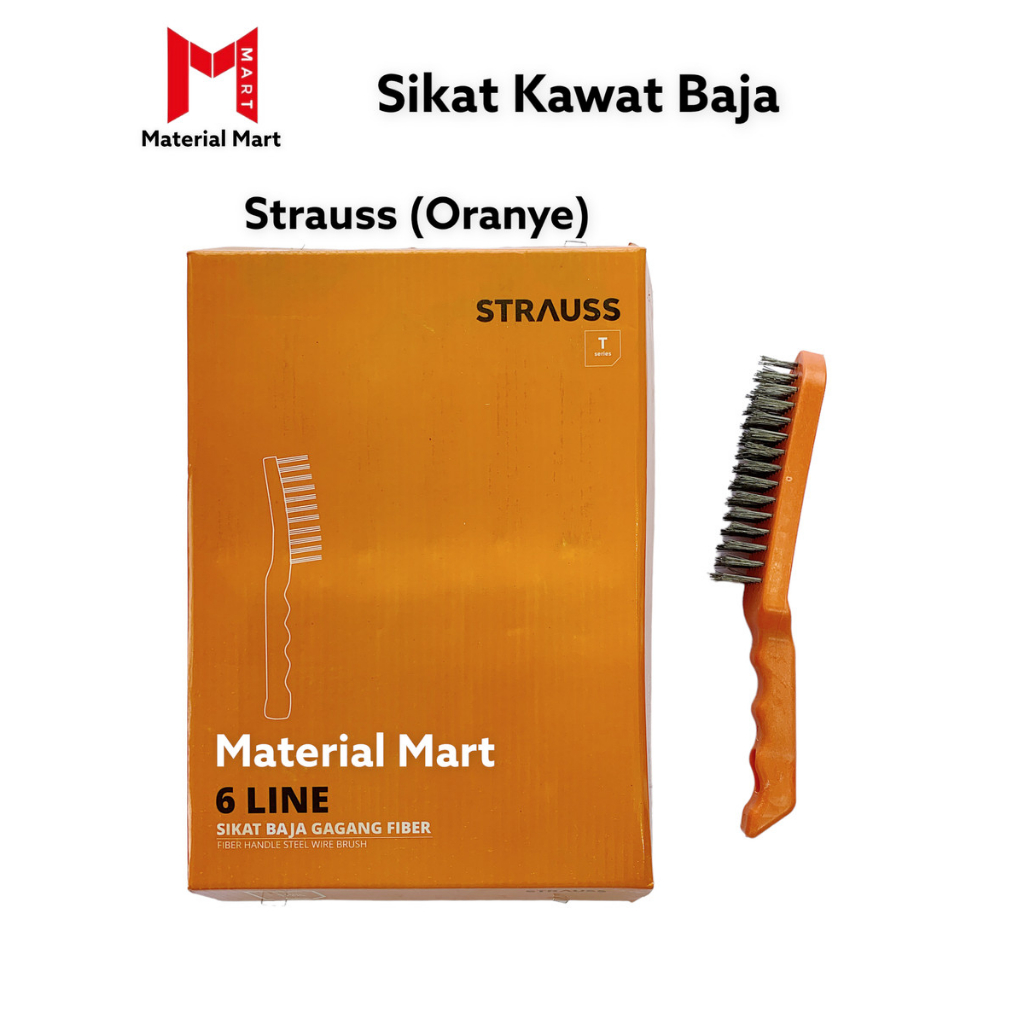 Sikat Baja 6 Baris Gagang Fiber | Sikat Kawat MURAH Per (PC) | Brush | Material Mart