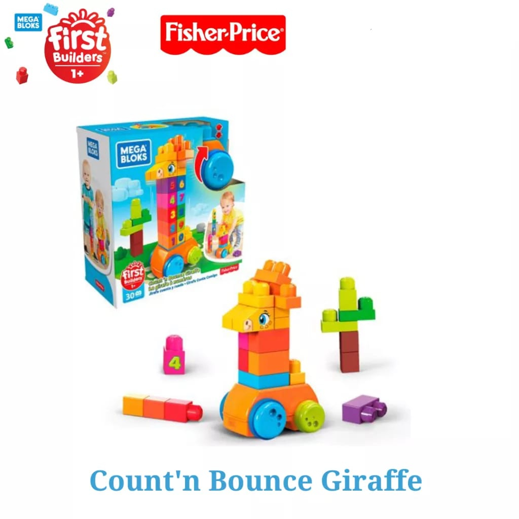 FISHER PRICE (GFG-19) Mega Bloks Fisher Price Count N Bounce Giraffe 30pcs / Mainan Balok / MAINAN SUSUN / KADO ANAK / MAINAN BALITA / MAINAN MOTORIK / MAINAN EDUKASI