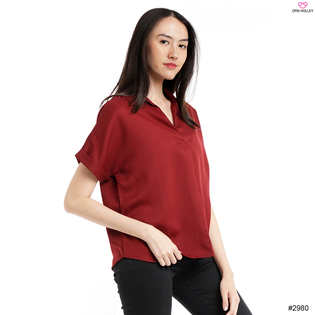 (COD) OH Fashion Trili Blouse V-neck Wanita #2980