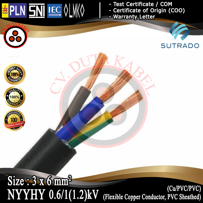 Kabel NYYHY 3x6 mm2 SUTRADO /3 x 6 mm2/3x6mm2/3x6 mm2/3 x 6 mm/3x6