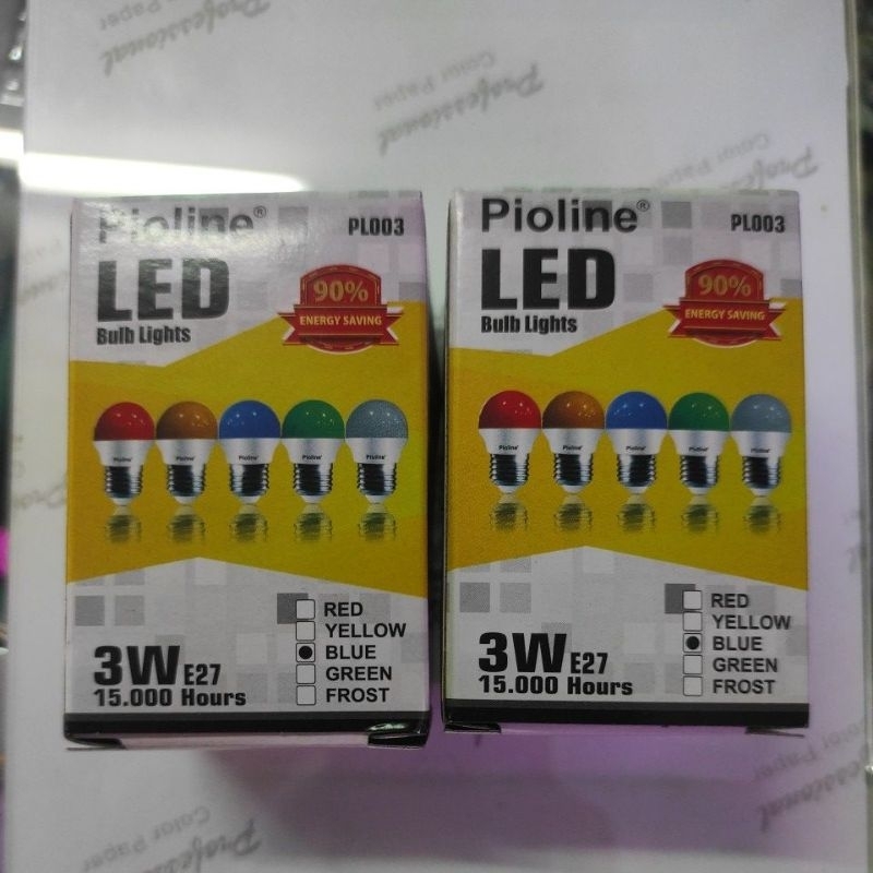 lampu LED pioline biru dan kuning 3 watt