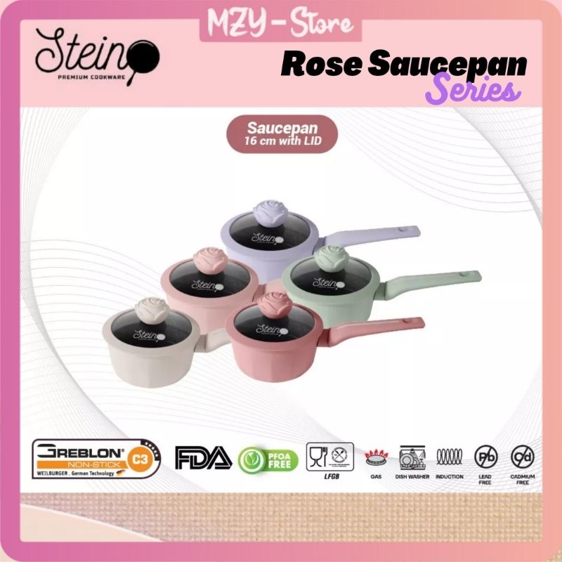 Stein Rose Sauce Pan 16 Cm + LID Steincookware Saucepan 16 Glamour Rose Series Milky White Violet Twist Green Velvet Summer Pink Glow Pink