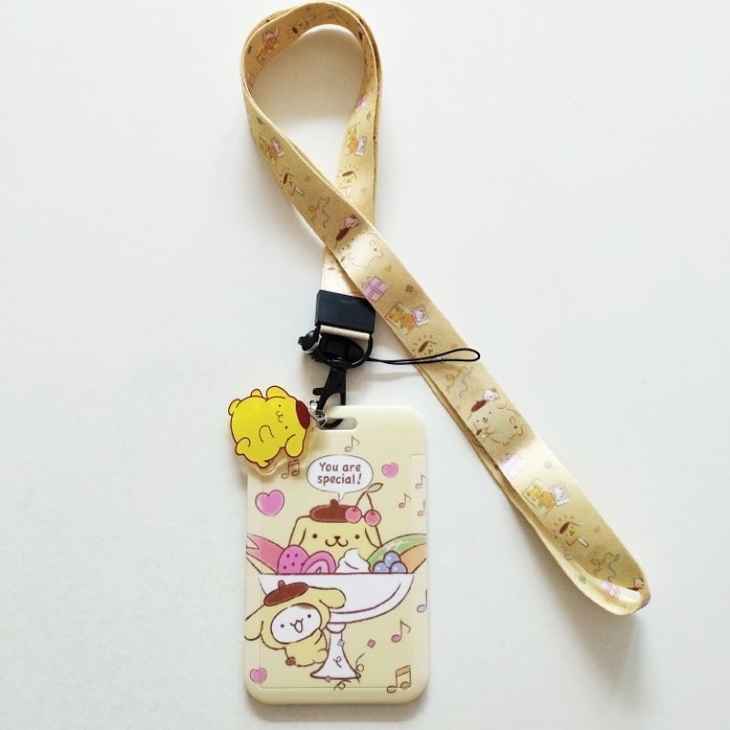 

Pompompurin Sanrio ID Card Holder Lanyard 1 Name Tag Gantungan Kalung Wadah Kartu Nama