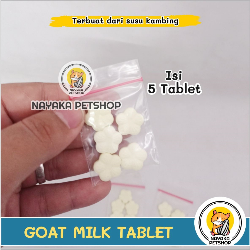 Goat Milk Tablet Isi 5 Pcs Snack Hamster Tablet Susu Kambing Suplemen Kalsium Cemilan Ekstra Food Camilan Hewan