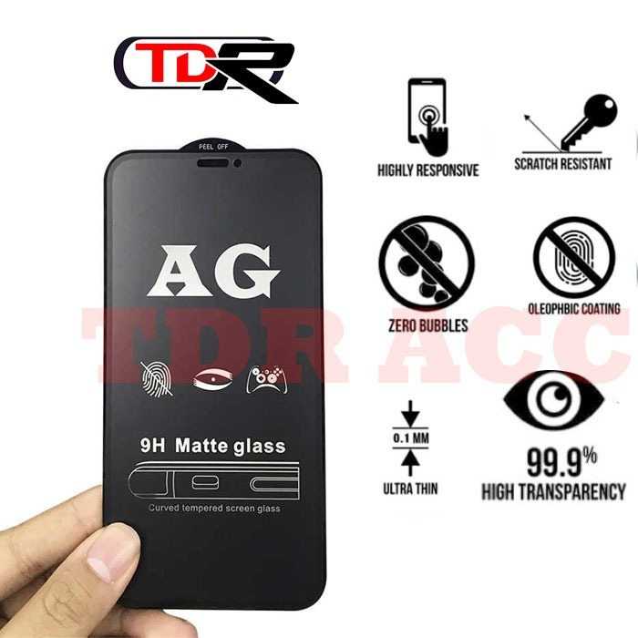 AG MATTE TEMPERED GLASS INFINIX NOTE 7 LITE/10/11/10 PRO/11 PRO/11S/11 NFC/12/12 PRO/12 VIP/12 2023/12I 2022  - ANTI MINYAK ANTI GLARE FULL COVER SCREEN