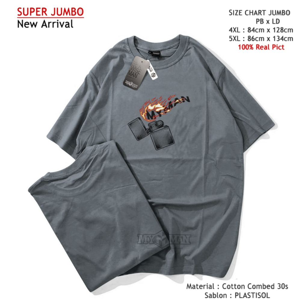 Kaos BIG SIZE XXL - XXL XXXL Jumbo Ukuran Pria Besar zippo abu