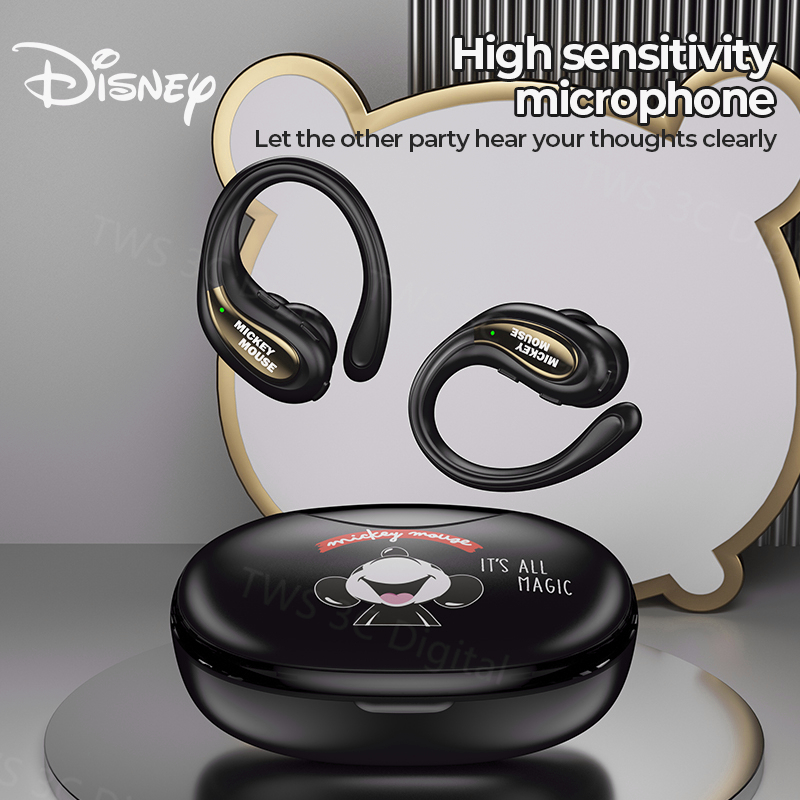 Original Disney Olahraga Headset Bluetooth 5.3 Ear-mounted TWS Earphone Gaming with Mic HIFI Stereo Digital  Untuk Android IOS iPhone