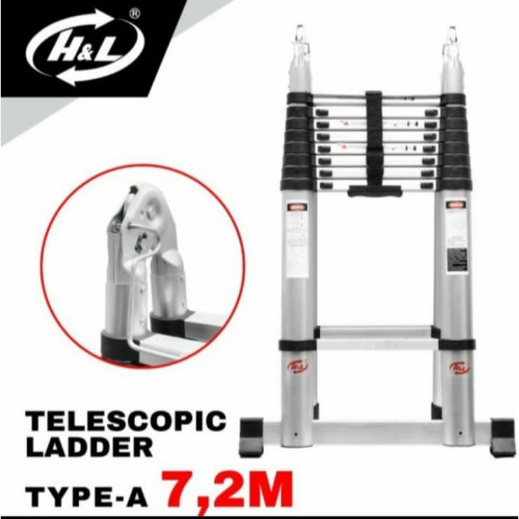 HL Tangga Lipat Aluminium Teleskopik 7,2 M 7.2 M 3.6 Double Telescopic