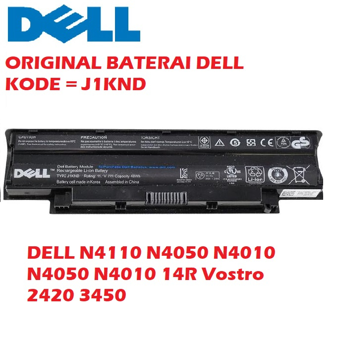 ORIGINAL BATERAI DELL J1KND N4110 N4050 N4010 N4050 N4010 14R Vostro 2420 3450