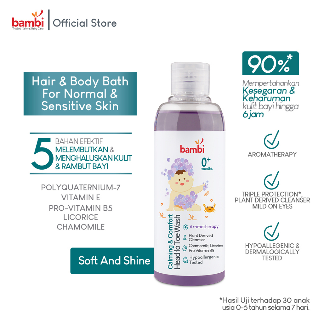 Bambi - Baby Hair &amp; Body Bath 2in1 - Calming &amp; Comfort Head To Toe Wash - Sabun Mandi &amp; Shampoo Bayi