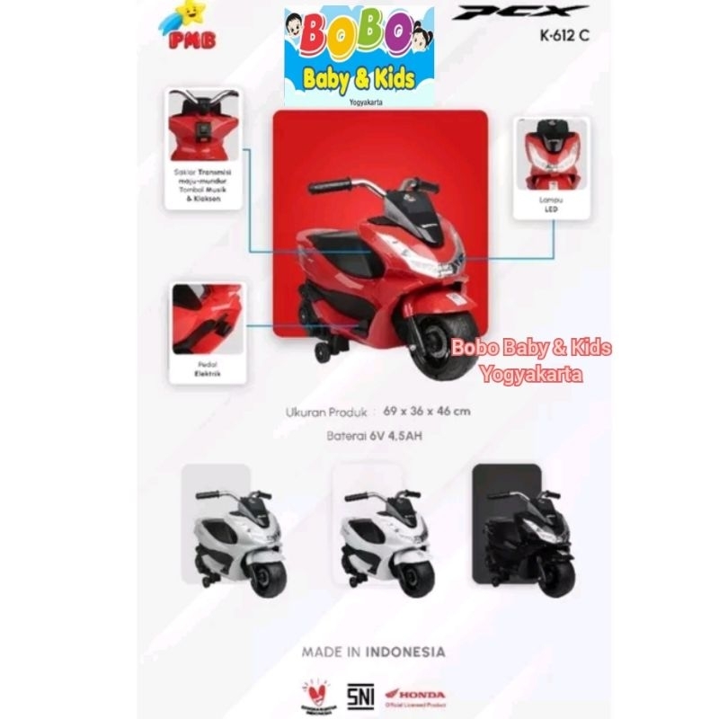 Motor Aki Anak Honda PCX Lisensi Asli PMB K-612C Motoran Aki PCX PMB K 612 C Motor Mainan Aki Motor 