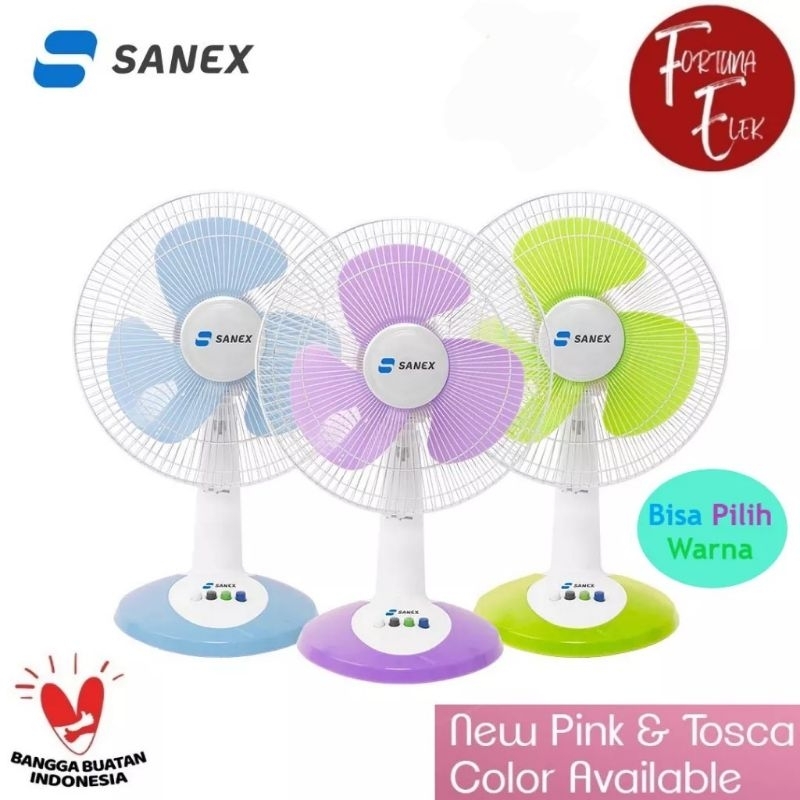 Sanex Desk Fan 12 inch Kipas meja SN 1287/ 1288 Warna Biru Ungu Hijau Pink Tosca