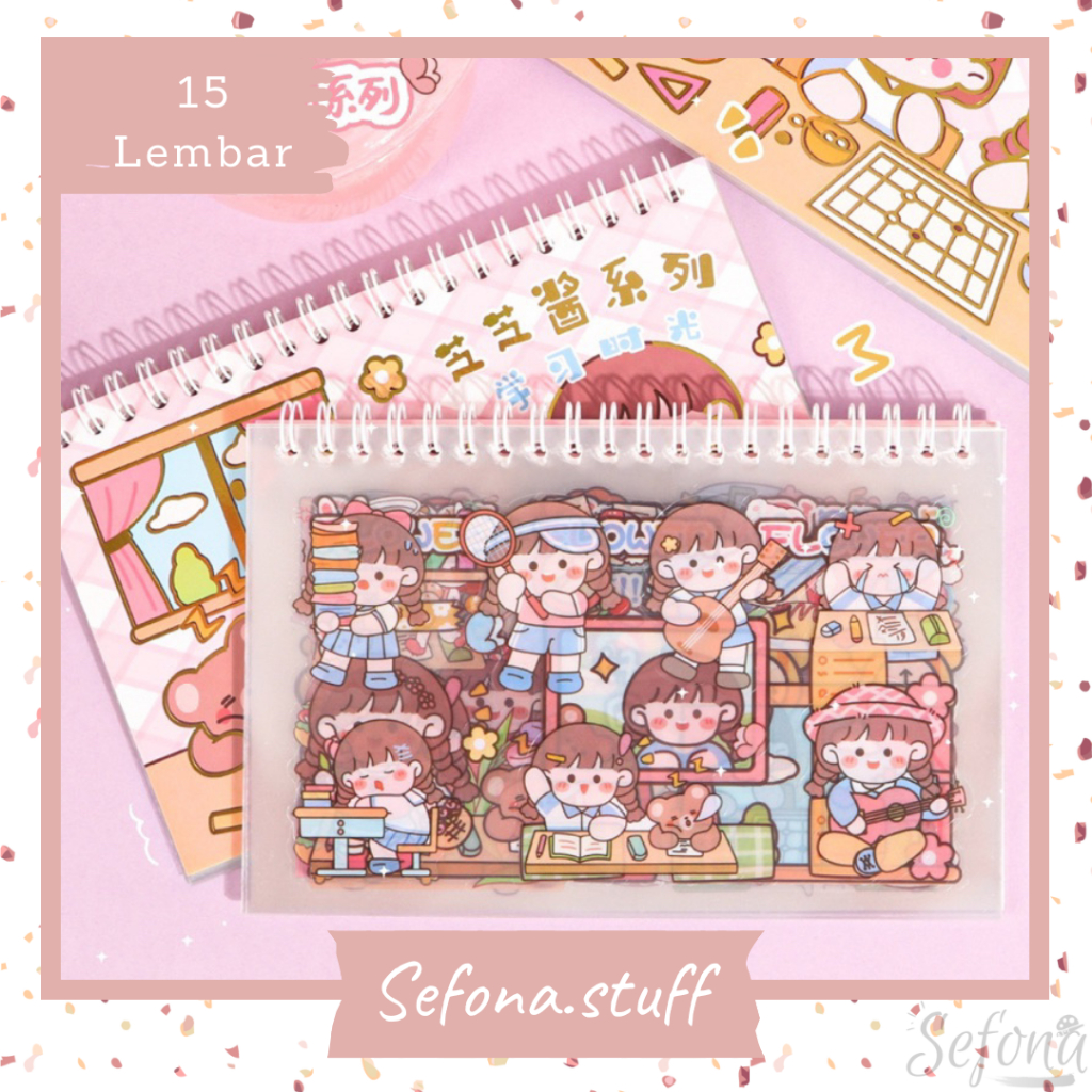 

(20 & 15 Lembar) Buku Stiker Transparan Motif Kartun Anti Air Sticker Hp Laptop DIY Scrapbook Jurnal Lucu Viral