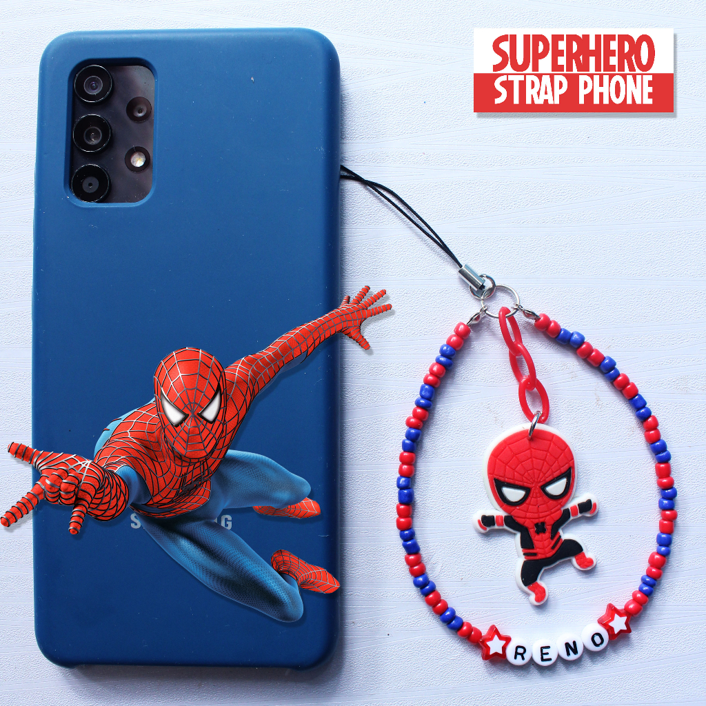 Gantungan hp Lucu Manik-manik Tali Ponsel Lanyard Pergelangan Tangan Free Custom Nama Phone Strap Beads Superhero Mr Nanas