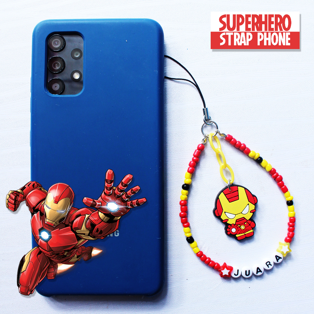 Gantungan hp Lucu Manik-manik Tali Ponsel Lanyard Pergelangan Tangan Free Custom Nama Phone Strap Beads Superhero Mr Nanas