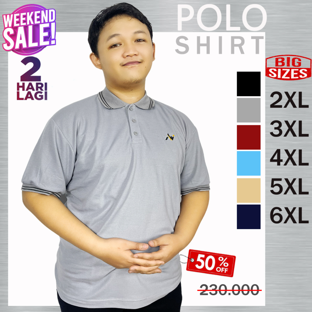 Polo Shirt Pria Baju Kaos Kerah Polo Size Jumbo 2XL 3XL 4XL 5XL 6XL - ALWI SADAMAH