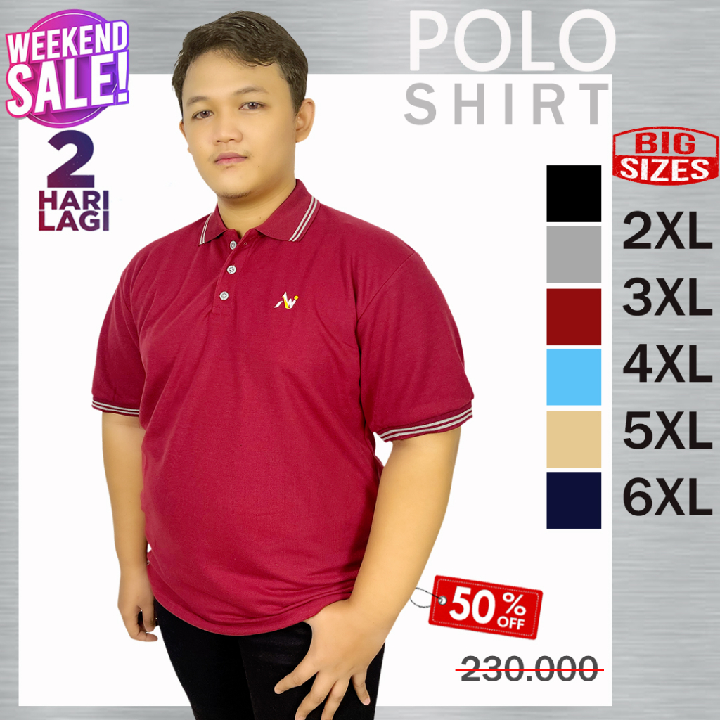 Polo Shirt Pria Baju Kaos Kerah Polo Kemeja Size Jumbo 2XL 3XL 4XL 5XL 6XL - ALWI SADAMAH