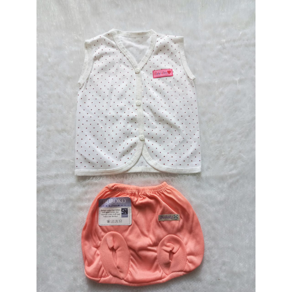 BOBOKO setelan Baju Bayi Newborn Polkadot Tanpa Lengan / Newborn Polkadot Sleeveless