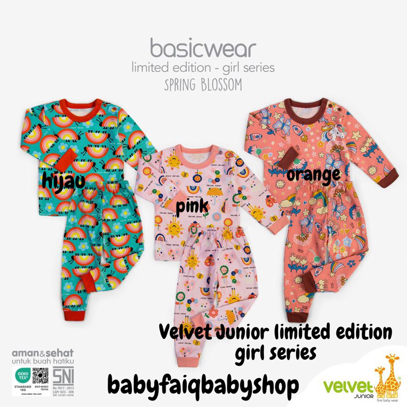 babyfaiqbabyshop Velvet Junior Basic Wear Limited Edition Girl Series Setelan Oblong Panjang Celana 