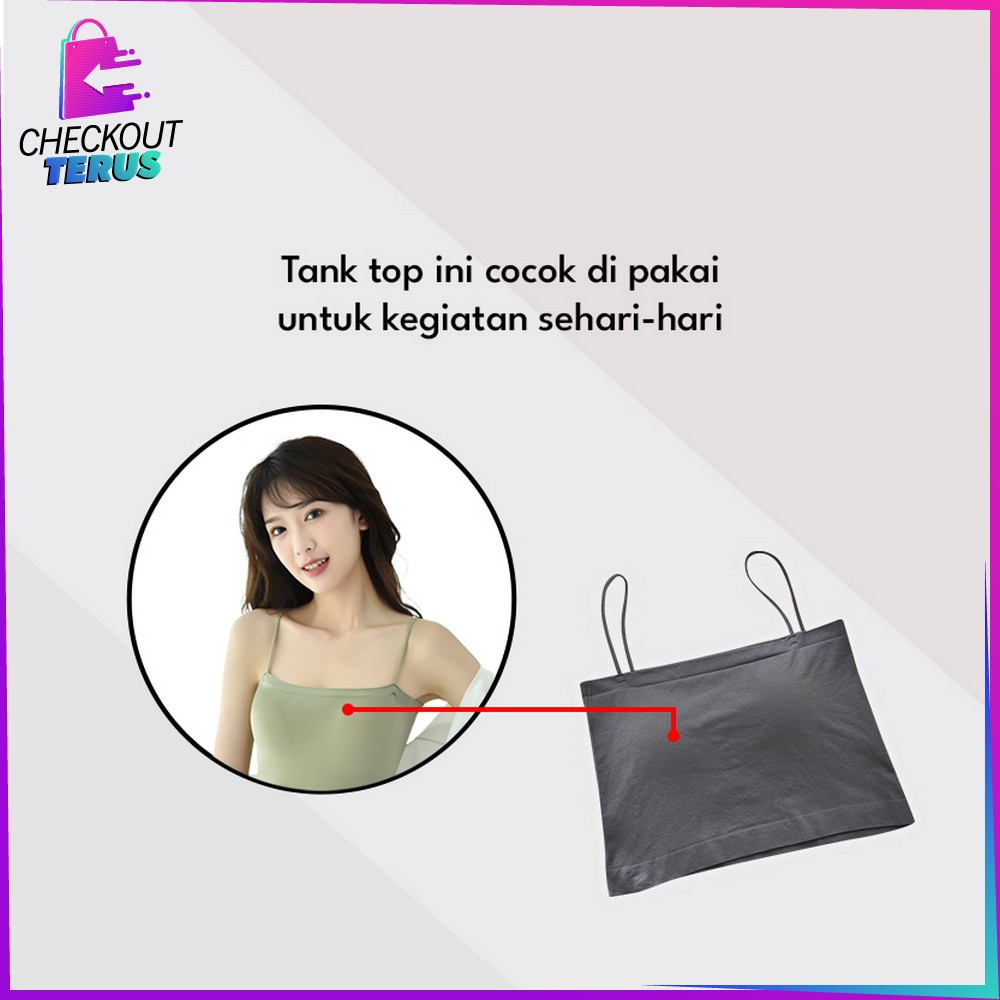 CT P263 Tank Top Crop Tali Spagheti Tanpa Lengan Basic Tanktop Pakaian Dalam Polos Wanita Sleeveless Top Fashion
