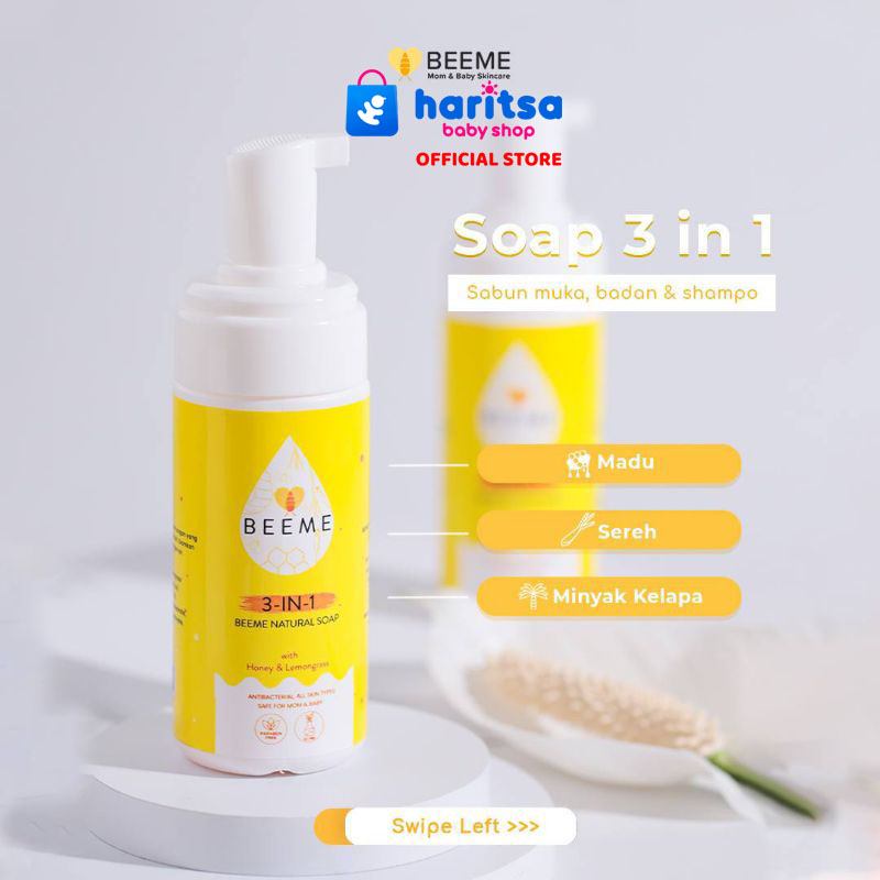 Beeme Natural Soap 3 in 1 with Honey &amp; Lemongrass | SKINCARE IBU DAN ANAK | Mom and Baby Cream