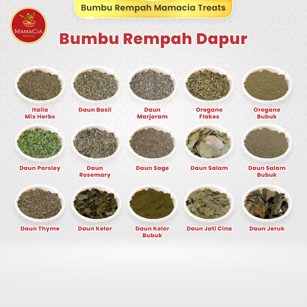 

Bumbu Masak Rempah Dapur Daun Kering Oregano Thyme Basil Parsley Marjoram Salam Sage Rosemary Italia