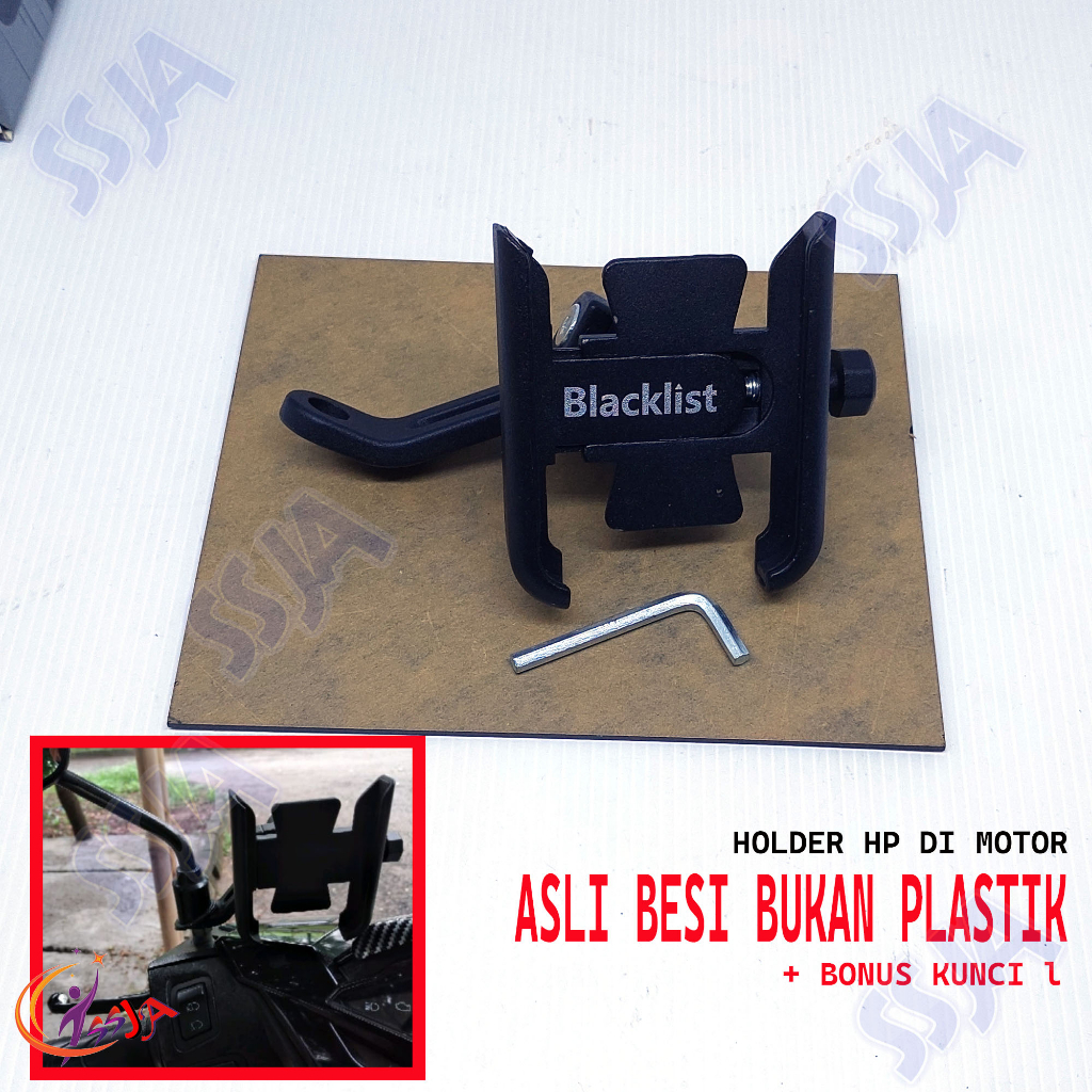 holder hp spion motor / breket dudukan hp spion motor ASLI BESI BUKAN PLASTIK